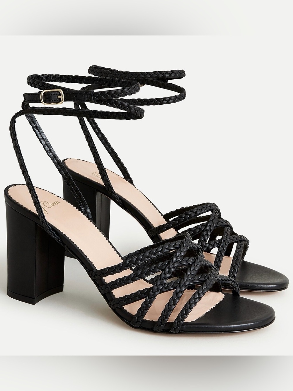 NIB! J. Crew Black Leather Braided Sandals